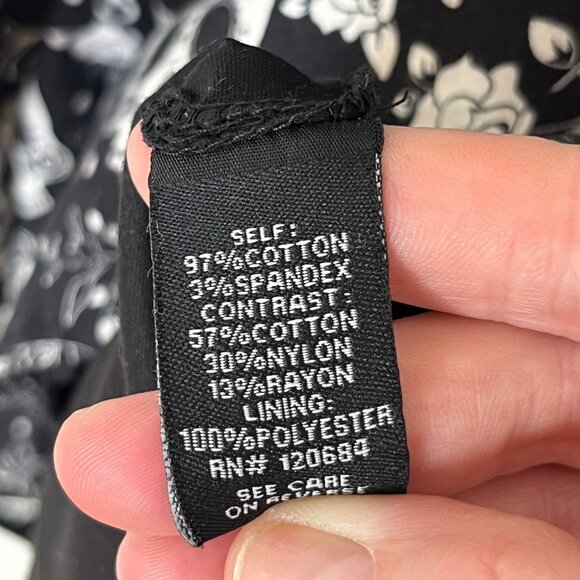 Torrid Skater Mini Dress Skull Roses Black White Cotton Blend Spaghetti Strap 20 - Picture 9 of 10